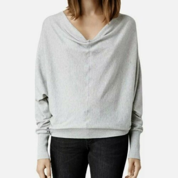 All Saints Sweaters - All Saints Elgar Gray Cowl Neck Cotton Sweater  Snap back, bat sleeves, cuffs 4